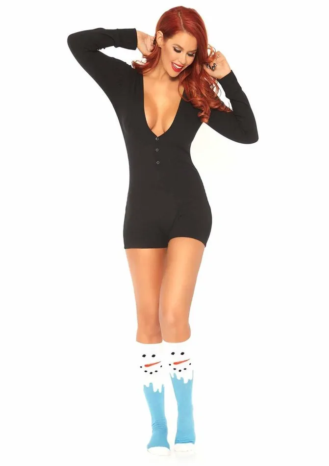 Leg Avenue Leg Avenue Brushed Rib Romper Long Johns with Cheeky Snap Closure Back Flap Female Sex Toys Leg Avenue Leg Avenue Brushed Rib Romper Long Johns with Cheeky Snap Closure Back Flap Female Sex Toys