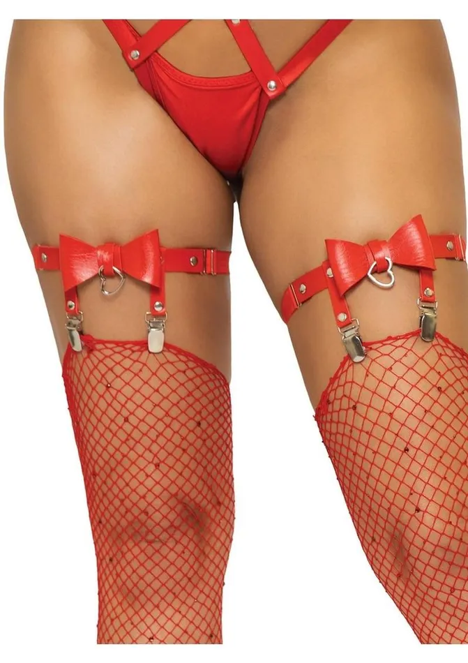 Leg Avenue Male Sex Toys Vegan Leather Thigh High Bow Garter with Adjustable Straps and Heart Ring Accent Leg Avenue Male Sex Toys Vegan Leather Thigh High Bow Garter with Adjustable Straps and Heart Ring Accent