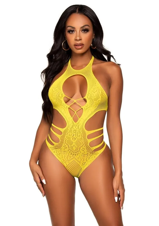 Leg Avenue Teddies And Bodies Leg Avenue Lace Cut Out Strappy Bodysuit