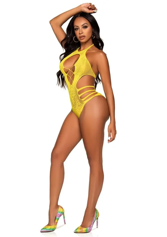 Leg Avenue Teddies And Bodies Leg Avenue Lace Cut Out Strappy Bodysuit