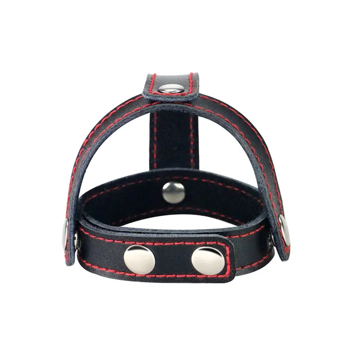 Lovetoy Bondage Fetish TStyle Leather Cockring With Ball Divider Black Lovetoy Restraints Lovetoy Bondage Fetish TStyle Leather Cockring With Ball Divider Black Lovetoy Restraints