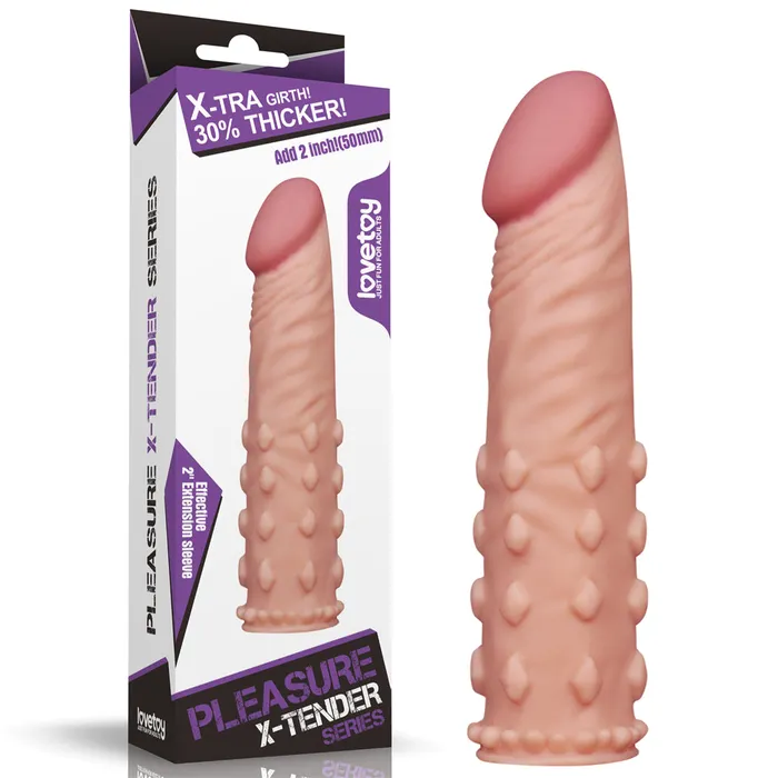 Lovetoy Male Sex Toys Lovetoy XTRA Girth Pleasure XTender Ribbed Penis Sleeve Flesh Lovetoy Male Sex Toys Lovetoy XTRA Girth Pleasure XTender Ribbed Penis Sleeve Flesh