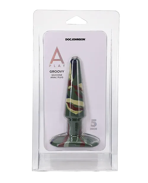 Male Sex Toys Doc Johnson A Play 5 Groovy Silicone Anal Plug Camouflage