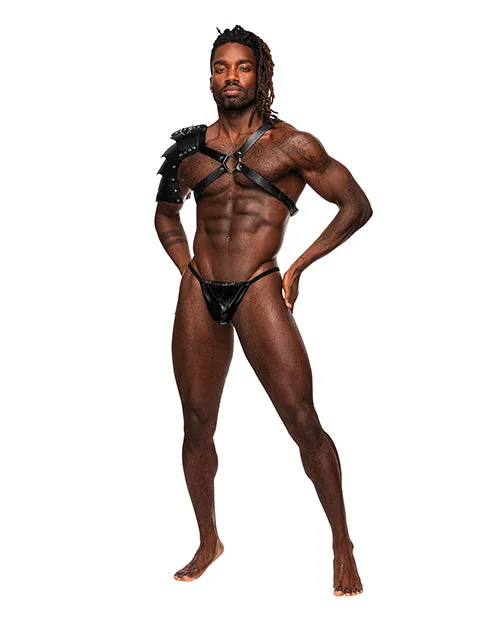 Male Sex Toys Male Power Aquarius Chest Half Sleeve Harness Black OS Comme Ci Comme Ca