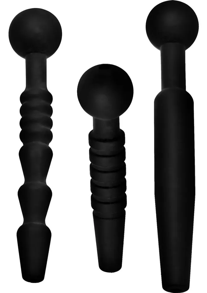 Male Sex Toys Master Series Master Series Dark Rods 3 Piece Silicone Penis Plug