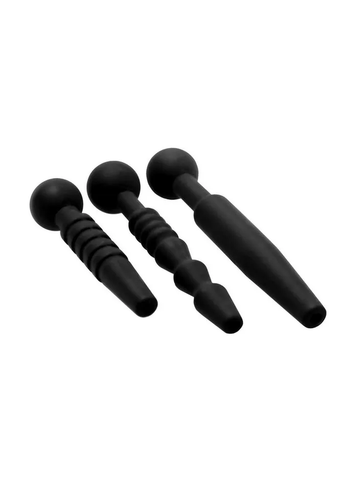 Male Sex Toys Master Series Master Series Dark Rods 3 Piece Silicone Penis Plug