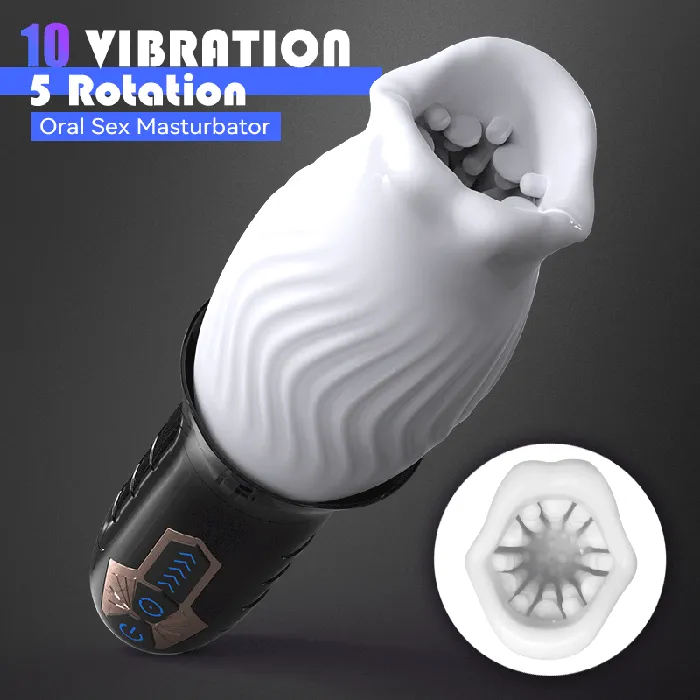 Male Sex Toys SIMU HAPPPY 360Automatic Rotation Vibrator Bare Sleeve 10 Vibration 5 Rotation Oral Sex Masturbator
