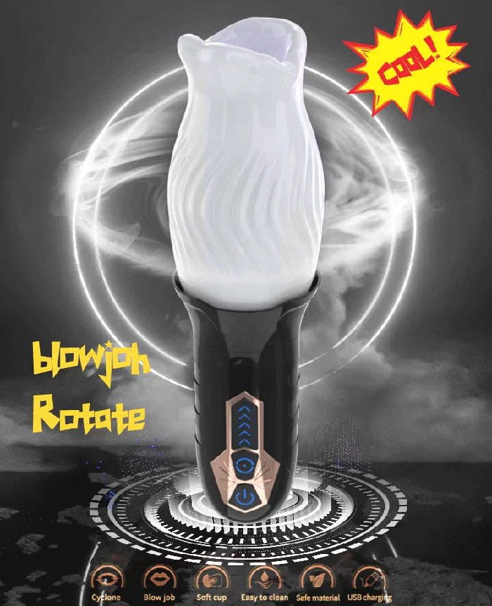 Male Sex Toys SIMU HAPPPY 360Automatic Rotation Vibrator Bare Sleeve 10 Vibration 5 Rotation Oral Sex Masturbator