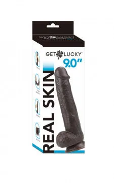 Nice and nasty Bz Dildos Get Lucky 9 Inch Real Skin Dildo Dark Brown