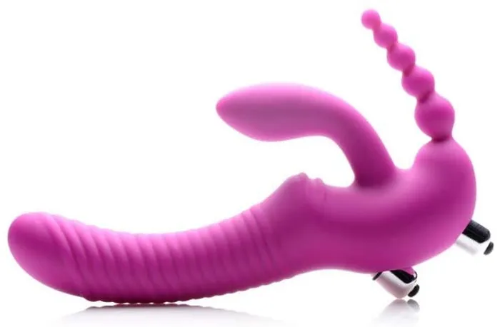 Nice and nasty Bz Female Sex Toys U STRAP Regal Rider Vibrating Strapless Strap on Triple G Dildo Pink