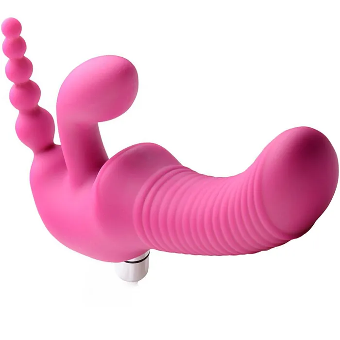 Nice and nasty Bz Female Sex Toys U STRAP Regal Rider Vibrating Strapless Strap on Triple G Dildo Pink