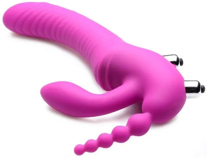 Nice and nasty Bz Female Sex Toys U STRAP Regal Rider Vibrating Strapless Strap on Triple G Dildo Pink