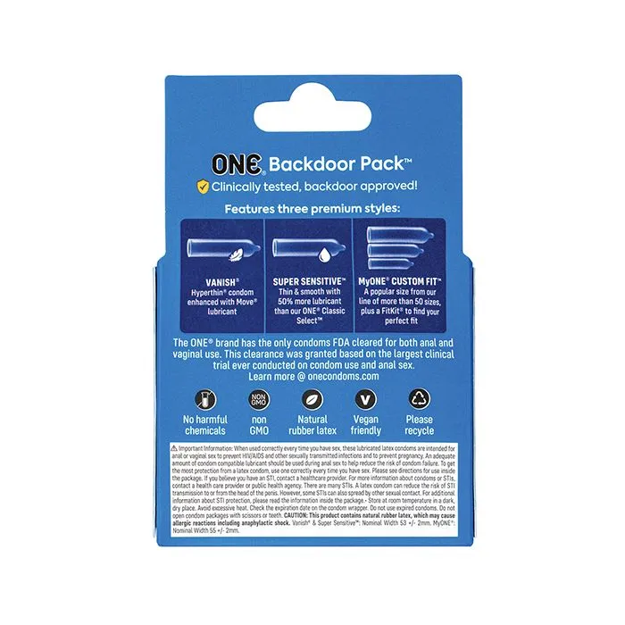 Paradise Marketing Male Sex Toys One Backdoor Pack Custom Fit Condoms Pack of 3