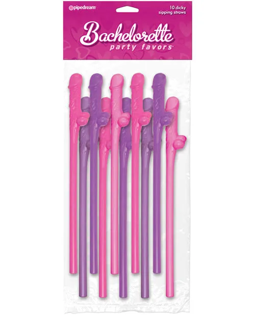 Pipedream Vibrators Bachelorette Party Favors Dicky Sipping Straws 10pk