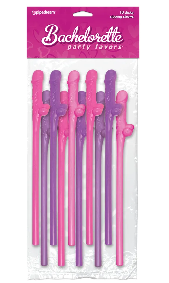 Pipedream Vibrators Bachelorette Party Favors Dicky Sipping Straws 10pk