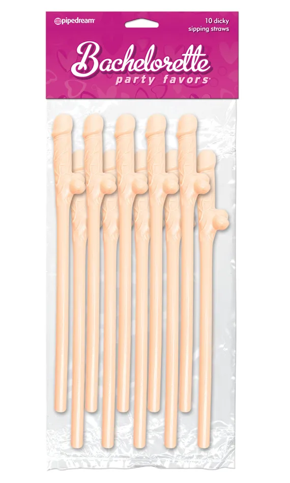 Pipedream Vibrators Bachelorette Party Favors Dicky Sipping Straws 10pk