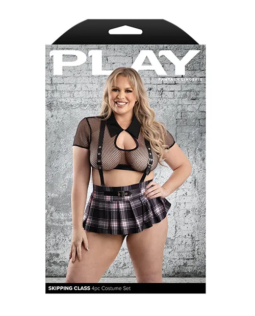 Plus Size Fantasy Lingerie Plus Size Skipping Class 4 pc School Girl Costume 3X4X