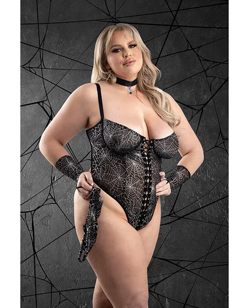 Plus Size Into My Web 4 pc Spider Costume 3X4X Fantasy Lingerie Plus Size