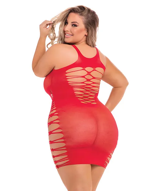 Plus Size Rene Rofe Plus Size Red Back 2 Basixxx Hi Neck Dress 1X3X