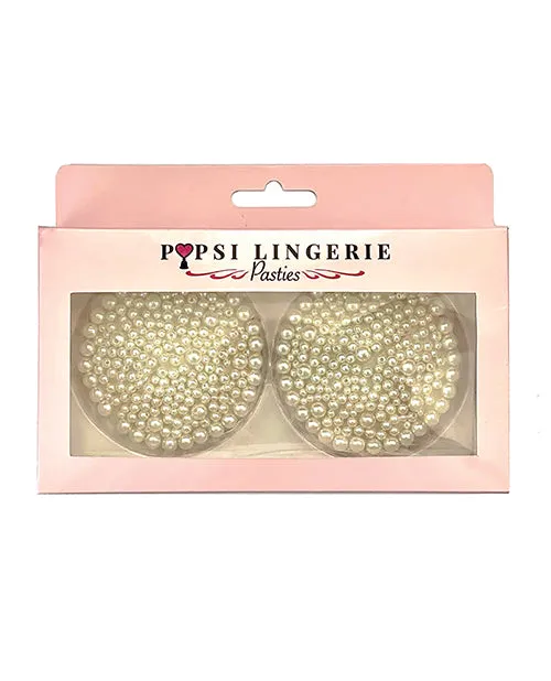 Popsi Lingerie Vibrators Pearl Reusable Pasties White OS