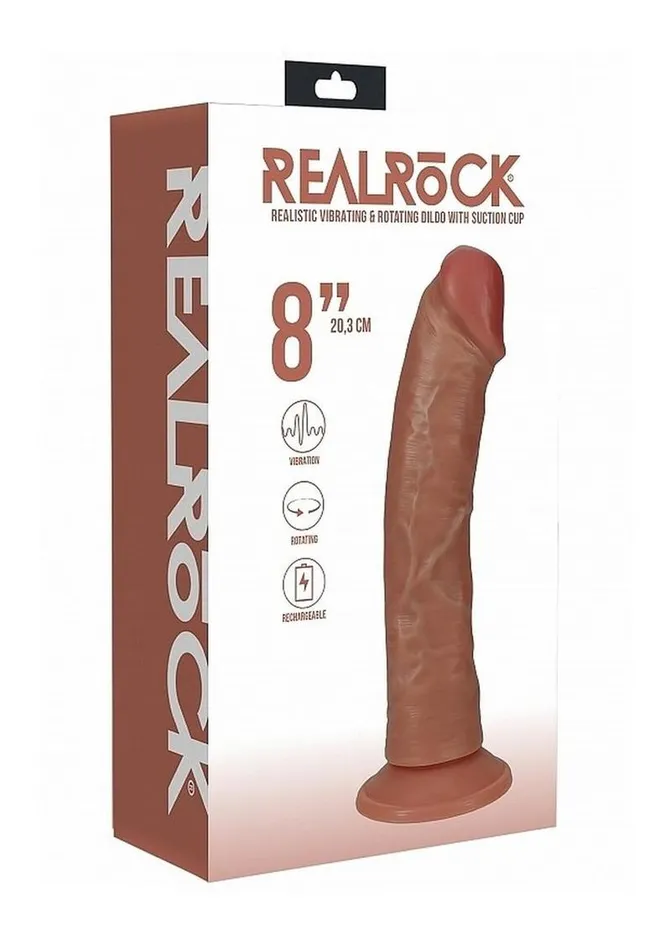 Real Rock Female Sex Toys Realrock Vibrating and Rotating Cock Regular Curved