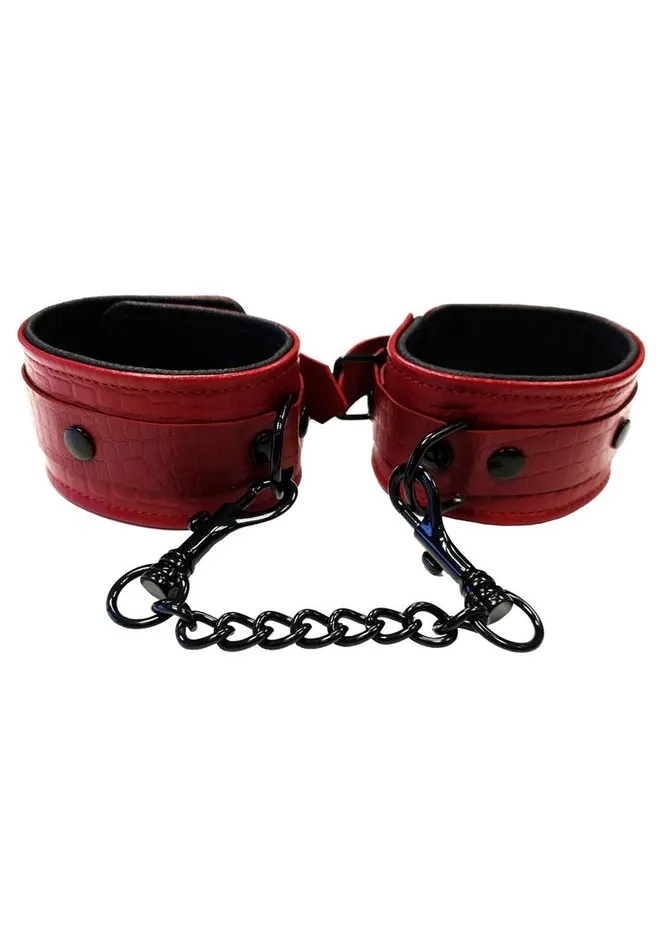 Restraints Rouge Anaconda Leather Adjustable Ankle Cuffs Rouge