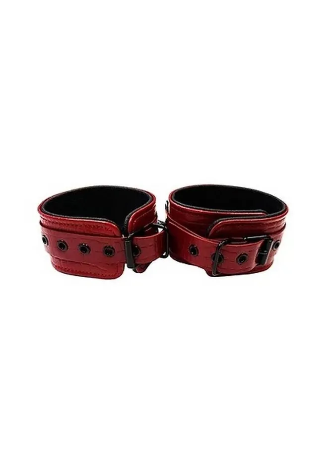 Restraints Rouge Anaconda Leather Adjustable Ankle Cuffs Rouge