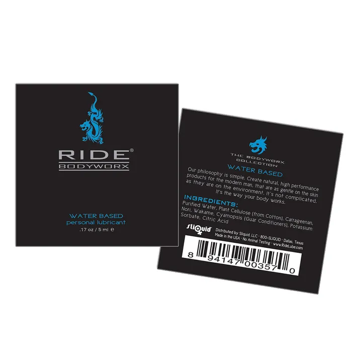 Ride BodyWorx Lube Water Based 200 Pillow Packs Sliquid Vibrators