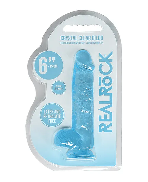 Shots America LLC Dildos Realrock Crystal Clear 6 Dildo with Balls Blue