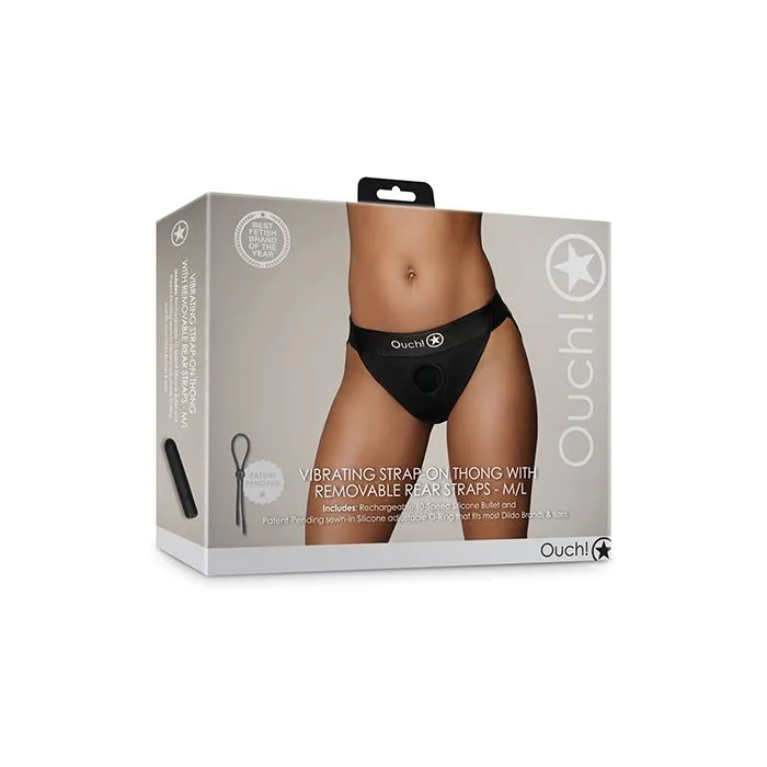 Shots America LLC Female Sex Toys Vibrating Strap On Thong with Rear Straps Black ML Shots America LLC Female Sex Toys Vibrating Strap On Thong with Rear Straps Black ML