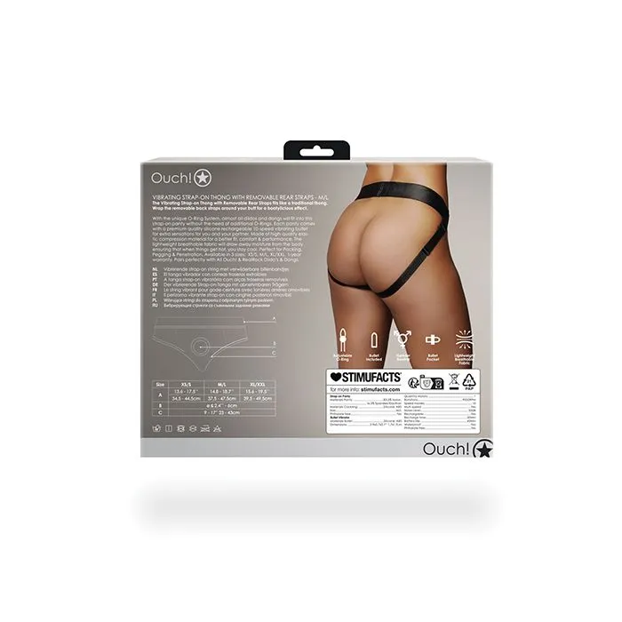 Shots America LLC Female Sex Toys Vibrating Strap On Thong with Rear Straps Black ML
