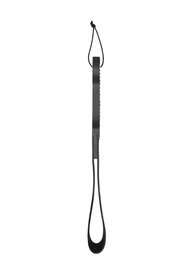 Shots America Restraints Wooden Handle Belt Whip Slapper Leather Black
