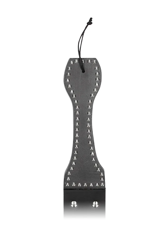 Shots America Restraints Wooden Handle Belt Whip Slapper Leather Black
