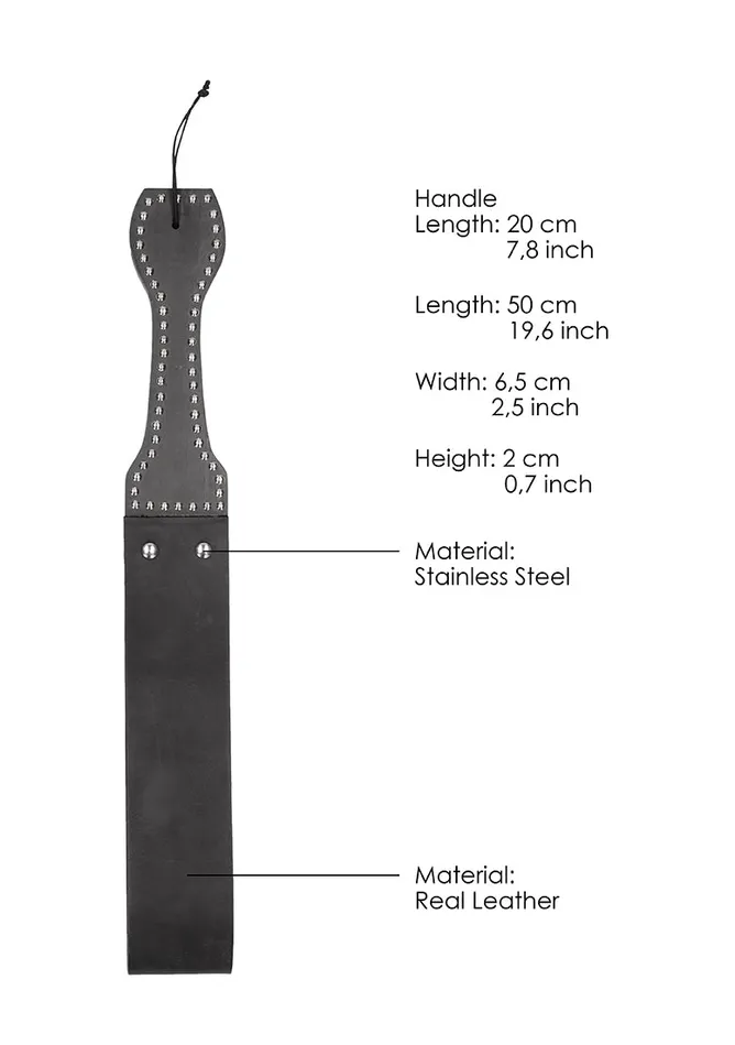 Shots America Restraints Wooden Handle Belt Whip Slapper Leather Black