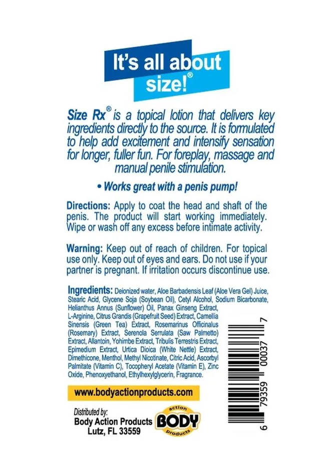 Size Rx Penile Enhancement Lotion Size RX Male Sex Toys