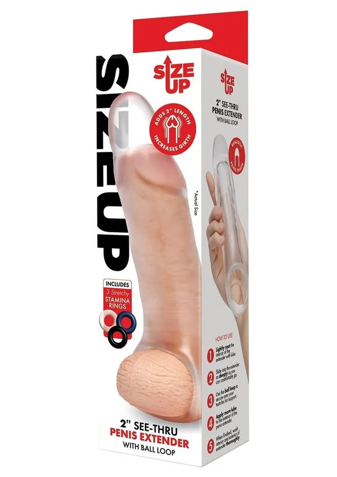 Size Up Male Sex Toys Size Up Girthy Clear View Penis Extender with Ball Loop