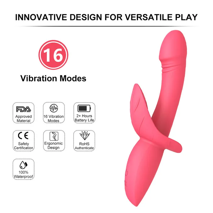 Sorlove Female Sex Toys 16 Powerful Patterns Soft GSpot Dildo Vibrator with Clit Stimulation
