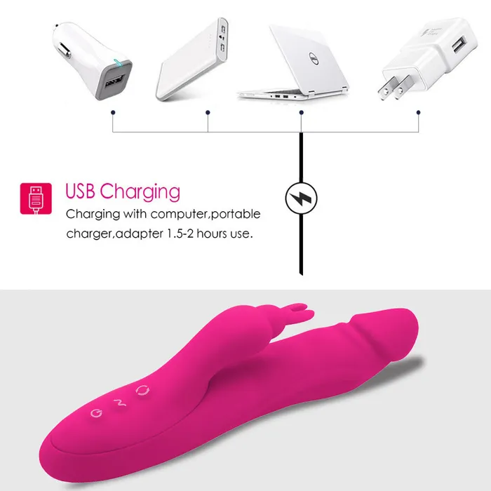 Sorlove Female Sex Toys 3 Rotating 7 Patterns Soft Silicone Realistic Dildo Rabbit Vibrator