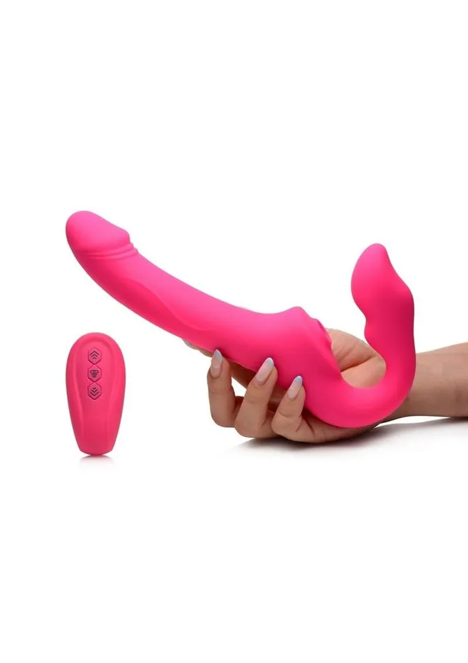 STRAP U Female Sex Toys Strap U Licking Vibrating Rechargeable Silicone Strapless StrapOn with Remote Control
