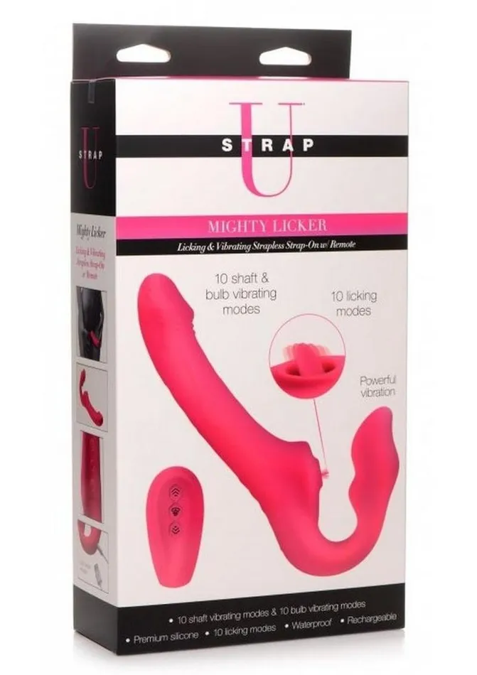 STRAP U Female Sex Toys Strap U Licking Vibrating Rechargeable Silicone Strapless StrapOn with Remote Control
