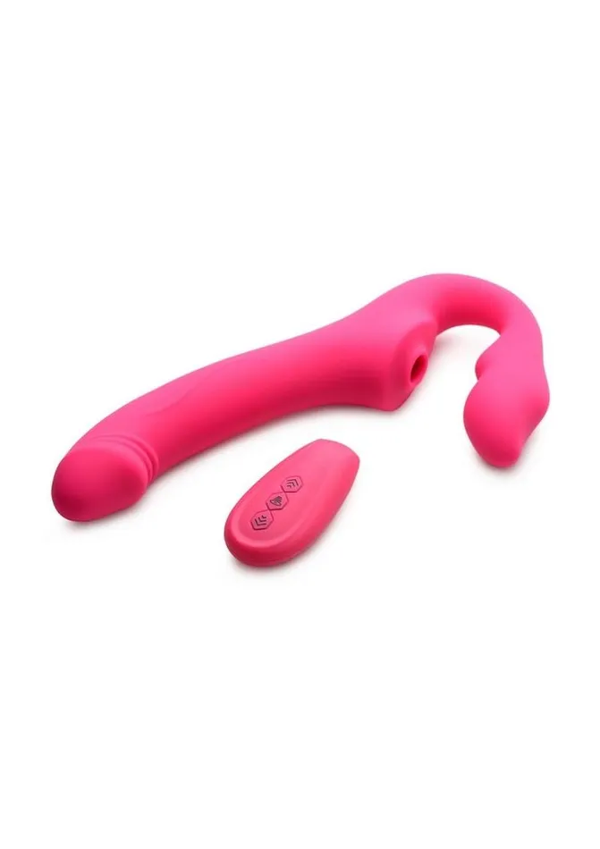 STRAP U Female Sex Toys Strap U Licking Vibrating Rechargeable Silicone Strapless StrapOn with Remote Control