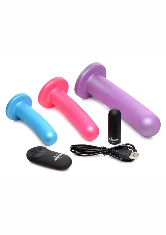 STRAP U Female Sex Toys Strap U Triple Peg 28x Vibrating Rechargeable Silicone Dildo Set with Remote Control