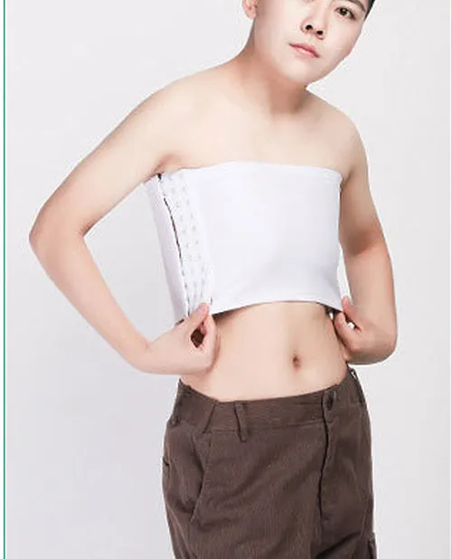Thank Me Now INC Anal Gender Fluid Strapless Chest Compression Binder XXXL White