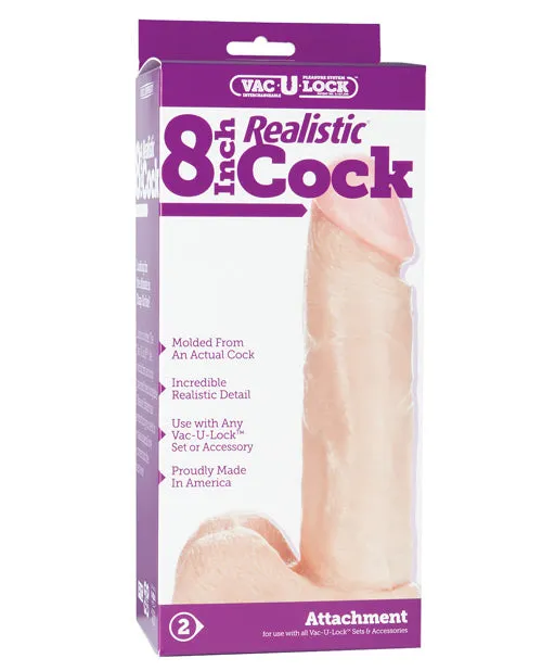 VacUlock 8 Realistic White Doc Johnson Dildos