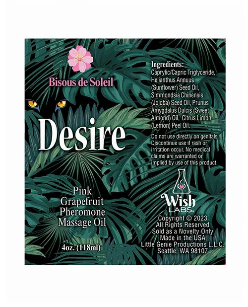 Vibrators Little Genie Productions LLC Desire Pheromone Massage Oil 4 oz Pink Grapefruit