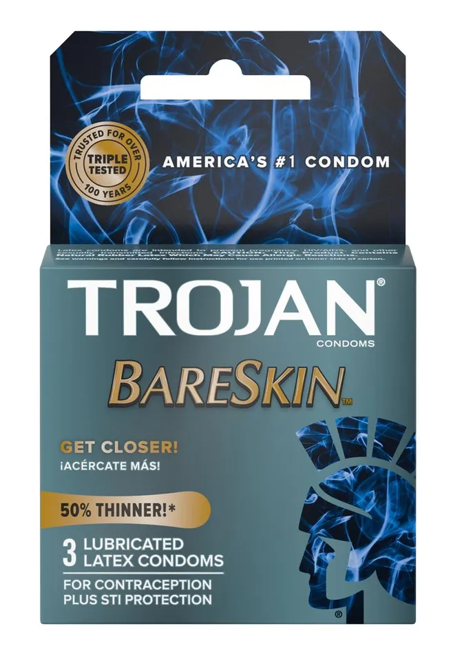 Vibrators Trojan Bareskin Premium Lubricated Latex Condoms Trojan