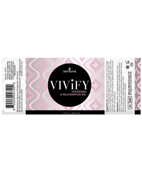 Vivify Tightening Gel 17 oz Sensuva Valencia Naturals Enhancers