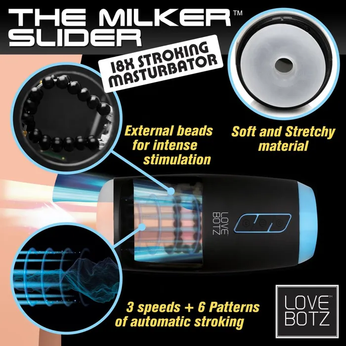 XR Brand Male Sex Toys LoveBotz The Milker Slider 18X Stroking Masturbator