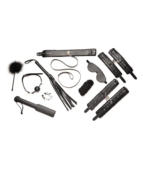 Xr LLC Anal Master Series Hook Up 10pc Plush Bondage Set Black