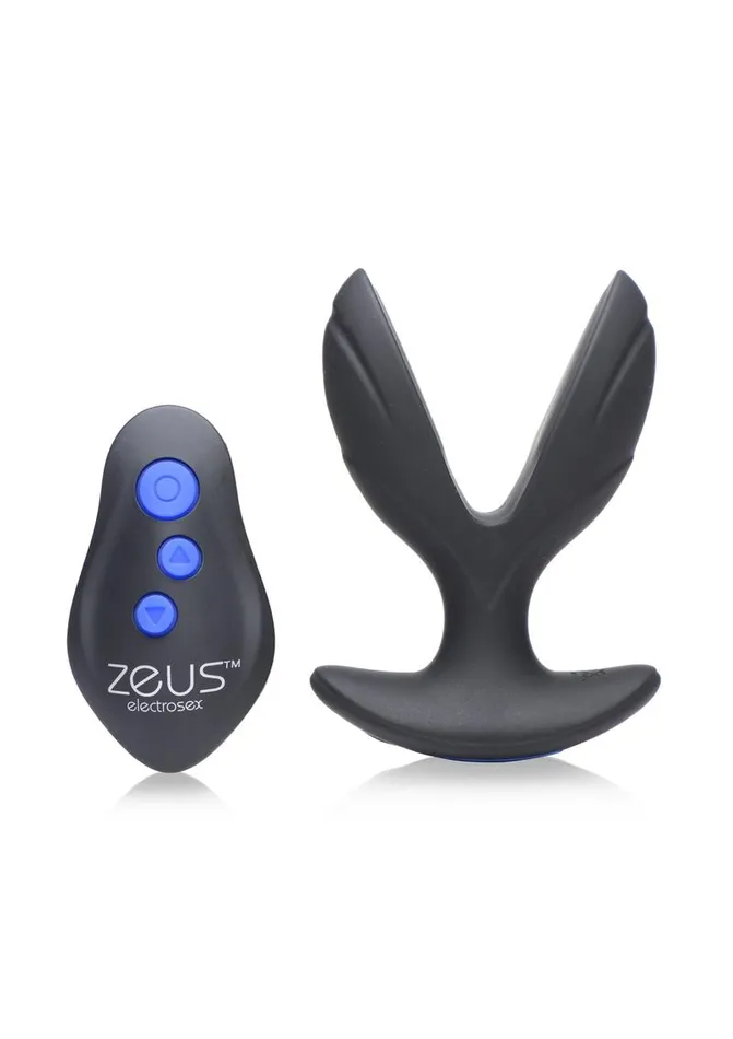 Zeus Electrosex Male Sex Toys Zeus ElectroSpread 64x Vibrating and EStim Silicone Rechargeable Butt Plug with Remote Control